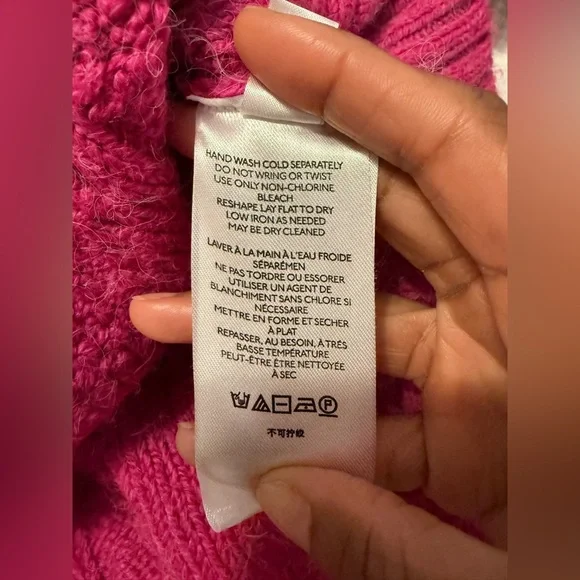 ANTHROPOLOGIE Cable Knit Fishermen 1/4 Zip Pullover Sweater Pink SIZE: XS - Picture 11 of 12